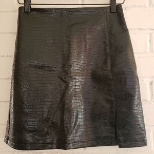 Topshop Faux Leather Croc Embossed Mini Skirt